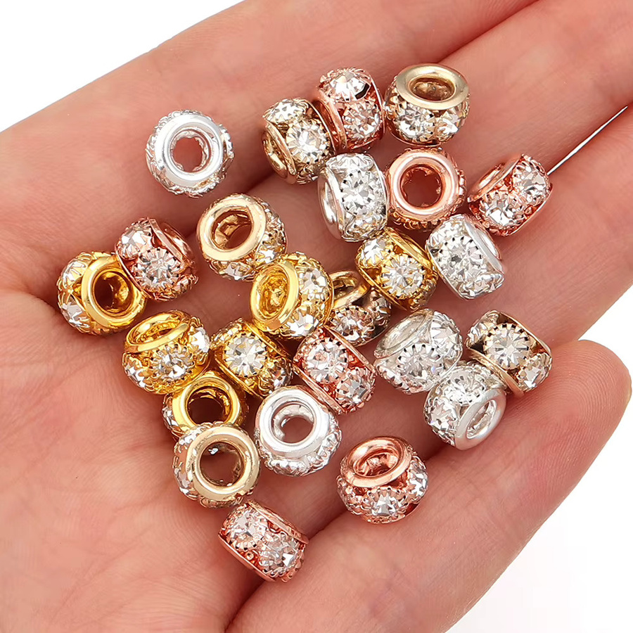 lingsai Strass-Kristall-Rondellperlen, Kupfer-Spacer-Charms, 8mm, Unisex - Bild 2