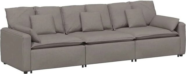 vidaXL Modulares Sofa mit Kissen in Taupe und Grau, gepolstert mit Armlehnen, B/T/H: 324 x 105 x 64 cm - Bild 1