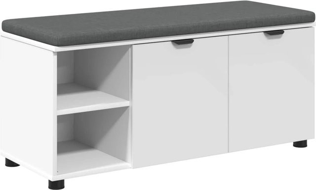 vidaXL Flurbank mit Kissen und Schuhregal mit Tür in Weiß, B/T/H: 100 x 38 x 46 cm - Bild 1