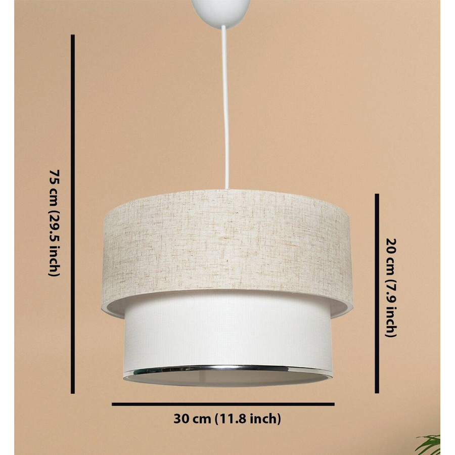 Opviq Pendelleuchte Corbeu in Weiss und Beige aus Metall und Baumwolle, B/T/H: 30 x 30 x 75 cm, E27 - Bild 2