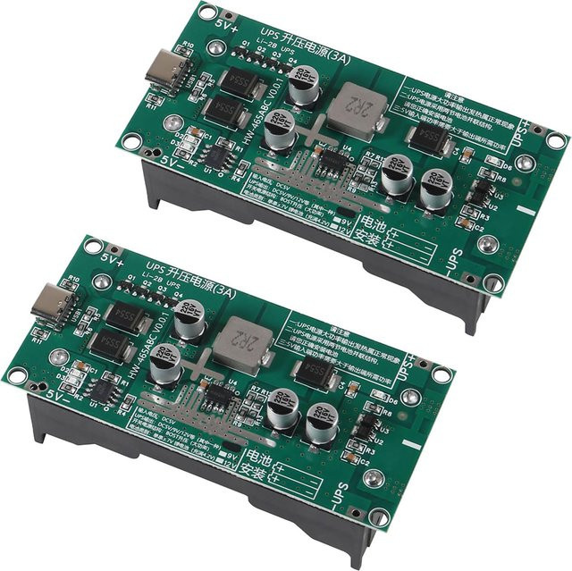 USB-C 15W 3A Schnelllademodul für 18650 Lithium-Batterien, DC-DC Step Up Booster Konverter, Grün - Bild 1