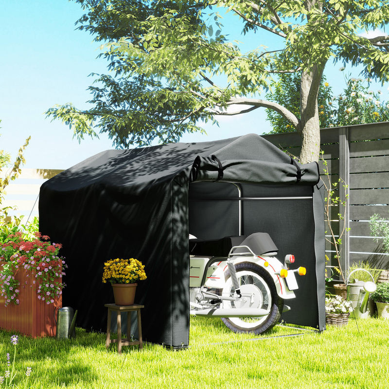 Outsunny Garagenzelt Dunkelgrau mit Rolltür und Fenster, wasserdichte Zeltgarage und Geräteschuppen, B/T/H: 220 x 157 x 165 cm - Bild 2