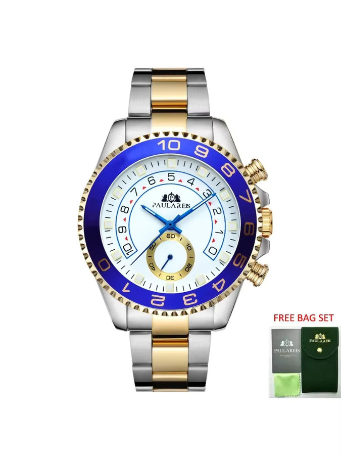 PAULAREIS Armbanduhr Automatik, Edelstahl, Gold, Blau, Herren - Bild 1