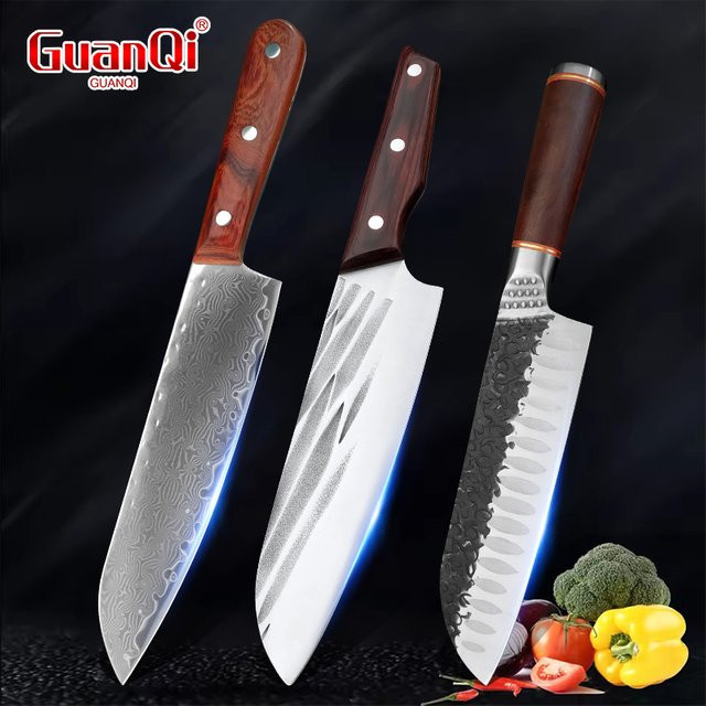 GuanQi Cleaver Küchenmesser aus Edelstahl mit Holzgriff in Silber - Bild 1