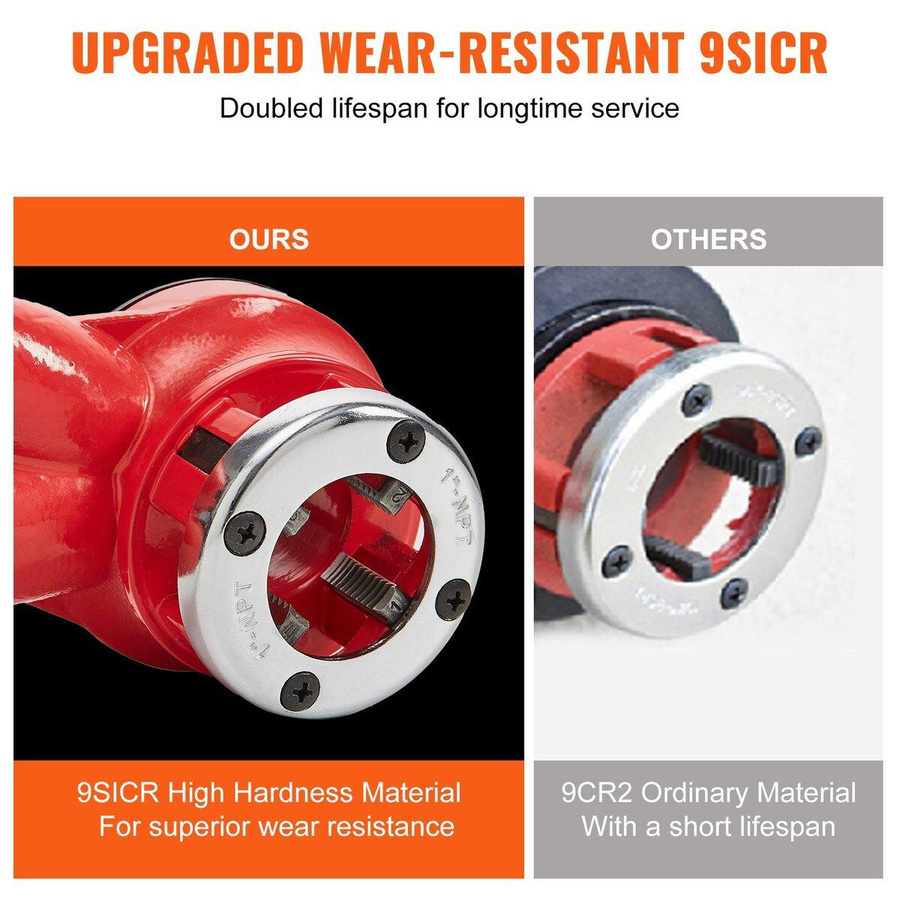 Buying Solutions MB Ratsche Rohrschneider-Set mit 6 NPT-Schneidköpfen und Aufbewahrungskoffer in Orange, Schwarz und Rot - Bild 9