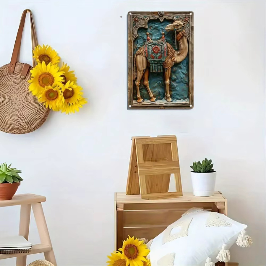Potdemiel Kamel Wandkunst aus Metall im Vintage-Design mit Relief-Optik - Bild 3