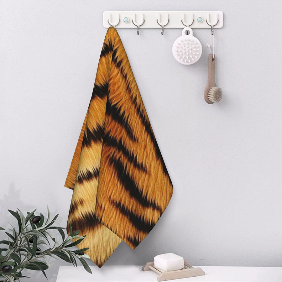 Creative Man Gesichtstuch Tigerfell aus Baumwolle, schnelltrocknend und saugfähig, Multicolor und Weiß, B: 40 cm, H: 60 cm - Bild 3