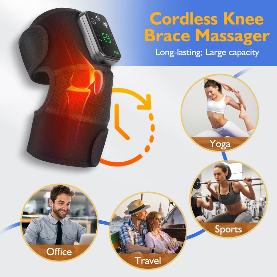 PASTSKY Knie-Heizmassagegerät mit Vibrationsmassage und Heißkompresse zur Arthritis-Linderung, Farbe: Schwarz - Bild 5