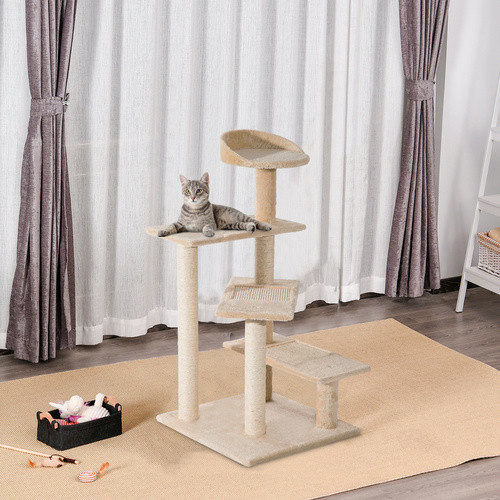 PawHut Katzenkratzbaum in Beige mit Sisalsäulen, B/T/H: 50 x 50 x 100 cm - Bild 5