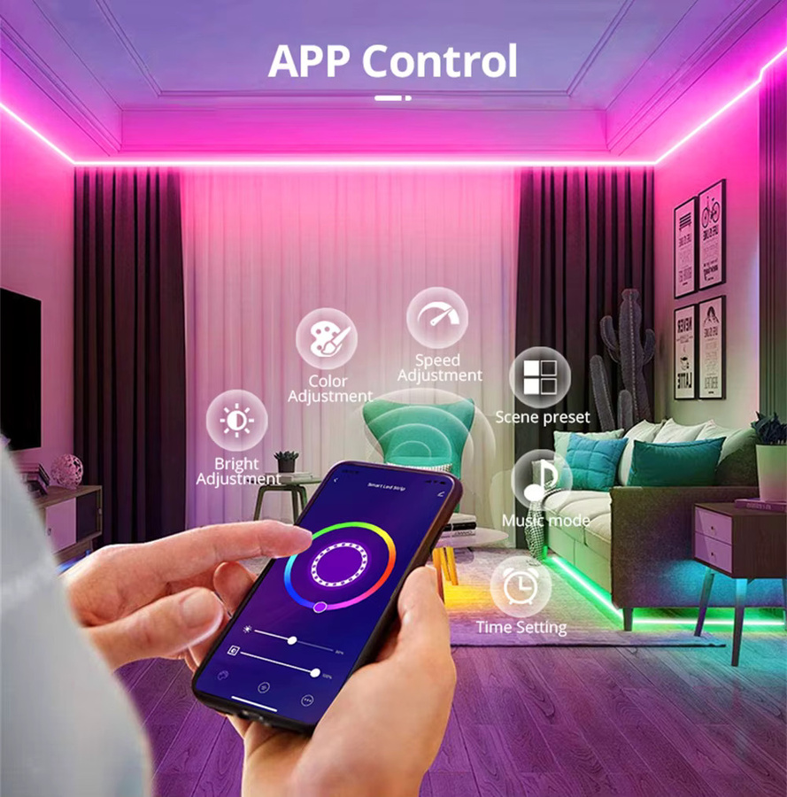 Mikenoon RGB Neon LED-Lichtband mit App-Steuerung und Fernbedienung, Multicolor, USB-Anschluss - Bild 3