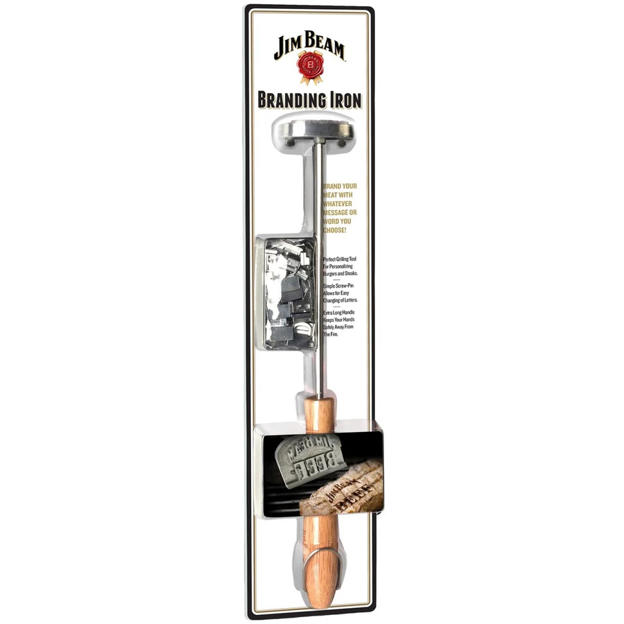 Jim Beam Brandeisen aus Edelstahl mit Parawood Holzgriff in Silber - Bild 2