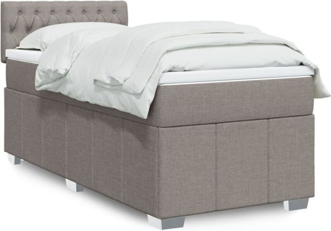 vidaxl Boxspringbett mit Matratze in Taupe meliert aus Stoff B/T/H: 100 x 200 x 100,5 cm - Bild 1