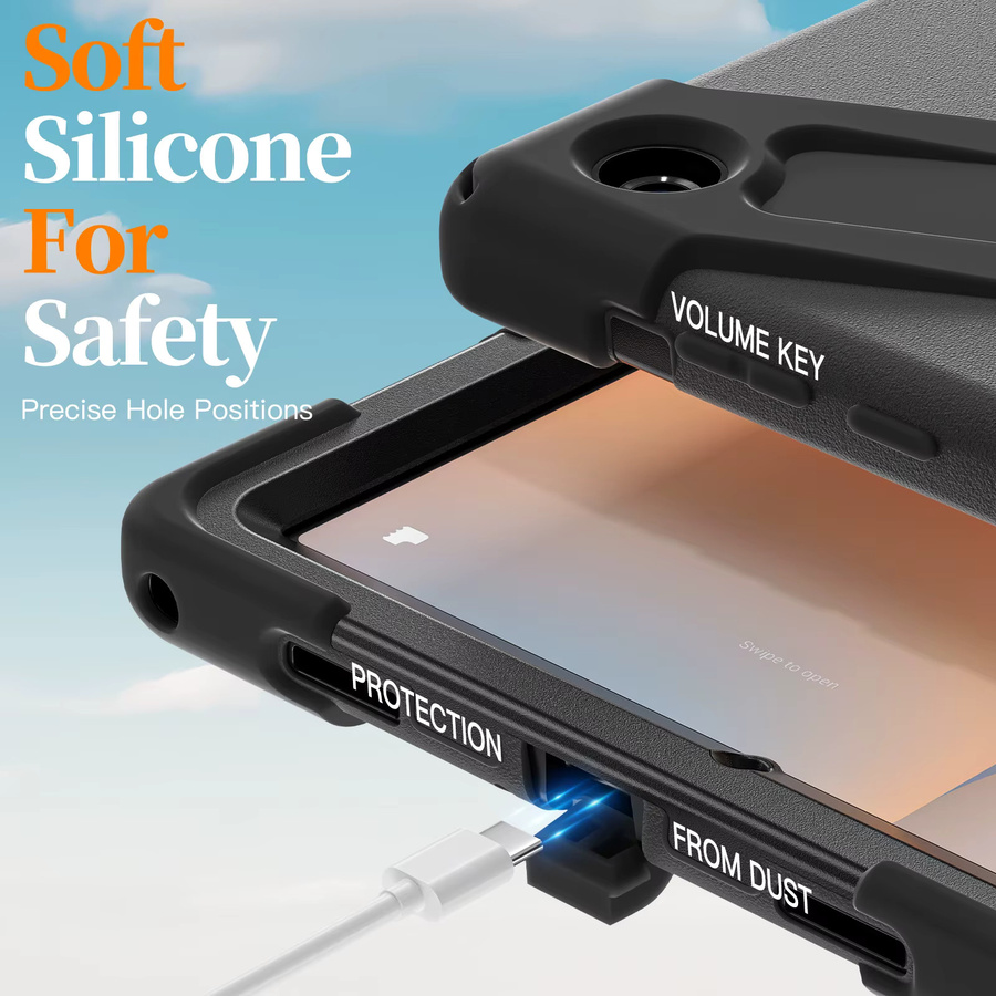 AJIUYU 360 Grad Drehbare Schutzhülle für Samsung Galaxy Tab A11 Plus 11 Zoll SM-X230 SM-X235 SM-X236B und Tab A9 8.7 Plus in Schwarz - Bild 4