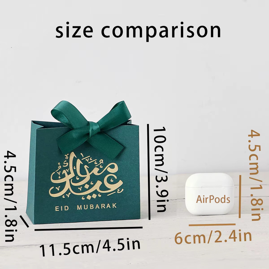 5 Eid-Geschenkboxen aus Papier mit arabischer Kalligrafie in Schwarz und Gelb für Ramadan oder Eid al-Adha - Bild 4