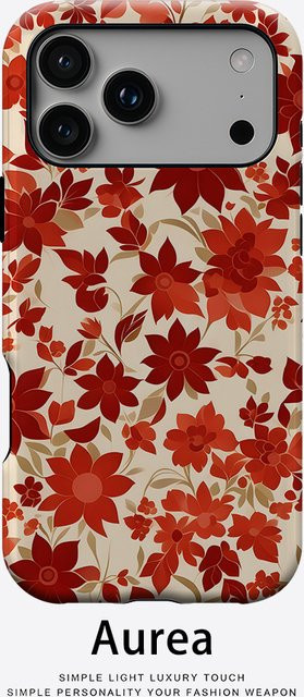 Potdemiel Aurea Case Matte Bumper MagSafe kompatible iPhone Hülle mit rotem Blumen Vintage Design - Bild 1