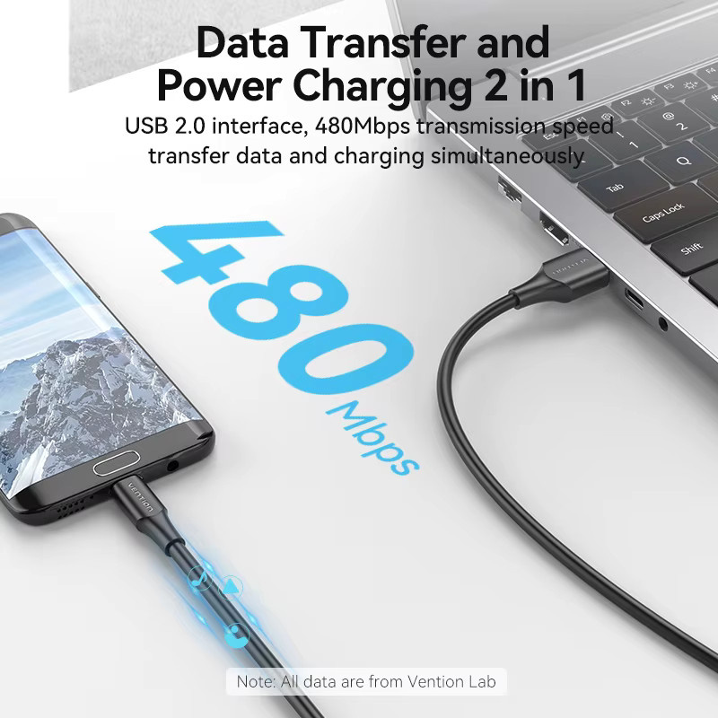 Vention Micro-USB-Kabel in Schwarz für schnelles Laden und Datenübertragung mit 3 A - Bild 1