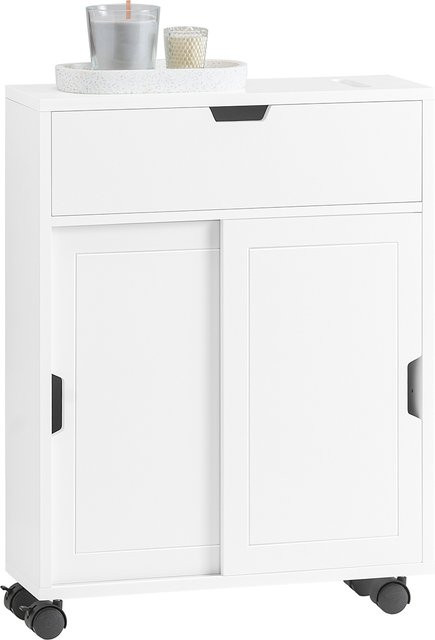 SoBuy Badezimmerschrank BZR31-W als Nischenregal mit 2 Schiebetüren und 1 Klappe in Weiß - Bild 1