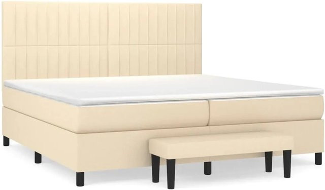 vidaXL Boxspringbett Hybrid mit Matratze und Taschenfederkern, Farbe: Beige/Creme, B/T/H: 200 x 200 x 118 cm - Bild 1