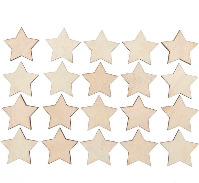 Rico Design Holzsterne klein in Natur, 20 Stück, B: 3,4 cm x H: 3,2 cm - Bild 1