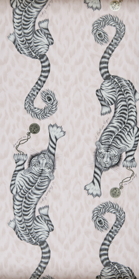Clarke & Clarke Tapete Tigris in Pink und Grau mit Animal Print als Vlies-Tapete - Bild 1
