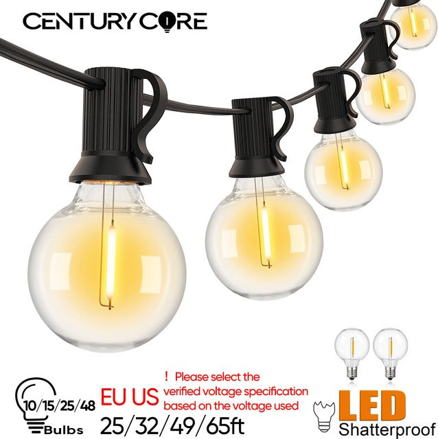 Grensk LED Festoon-Lichterkette G40 in Warmweiß, bruchsichere Außenbeleuchtung mit E12 Fassung, wasserdicht und verbindbar - Bild 1
