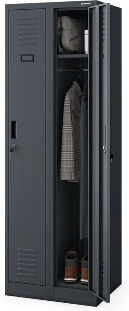 JAN NOWAK Umkleideschrank Spind KACPER mit 2 Abteilen in Anthrazit, H: 180 cm, B: 60 cm, T: 50 cm - Bild 1