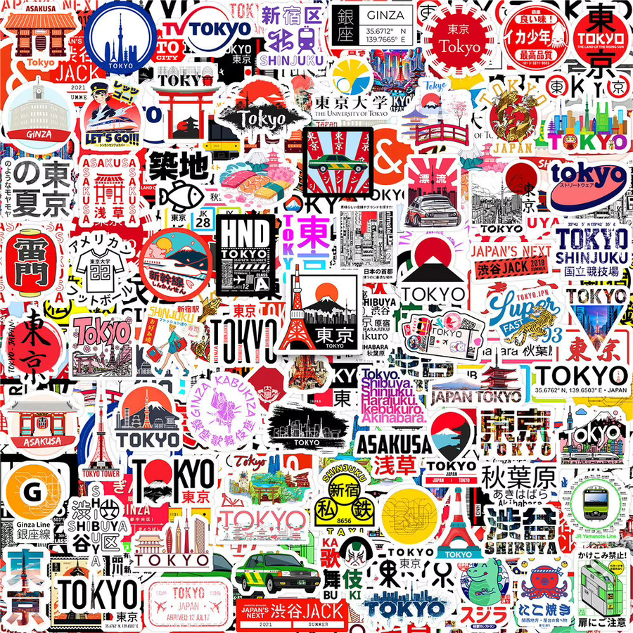 110 Stück Tokyo Reise-Mini-Aufkleber aus Papier in Gold und Multicolour zur DIY-Dekoration für Tagebuch, Handy und Laptop - Bild 2