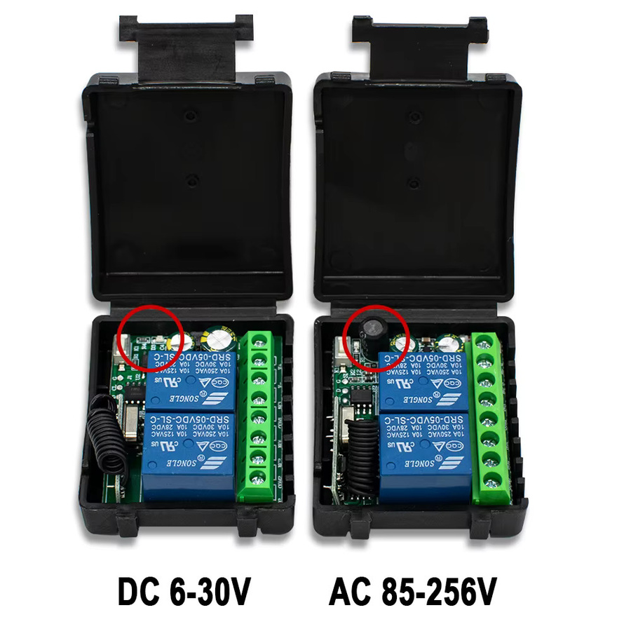 Scimagic-RC 2-Kanal 433MHz RF-Fernbedienung und DC 12V 220V Relaisempfänger in Schwarz für Garagentore, Licht und LED-Steuerung - Bild 1