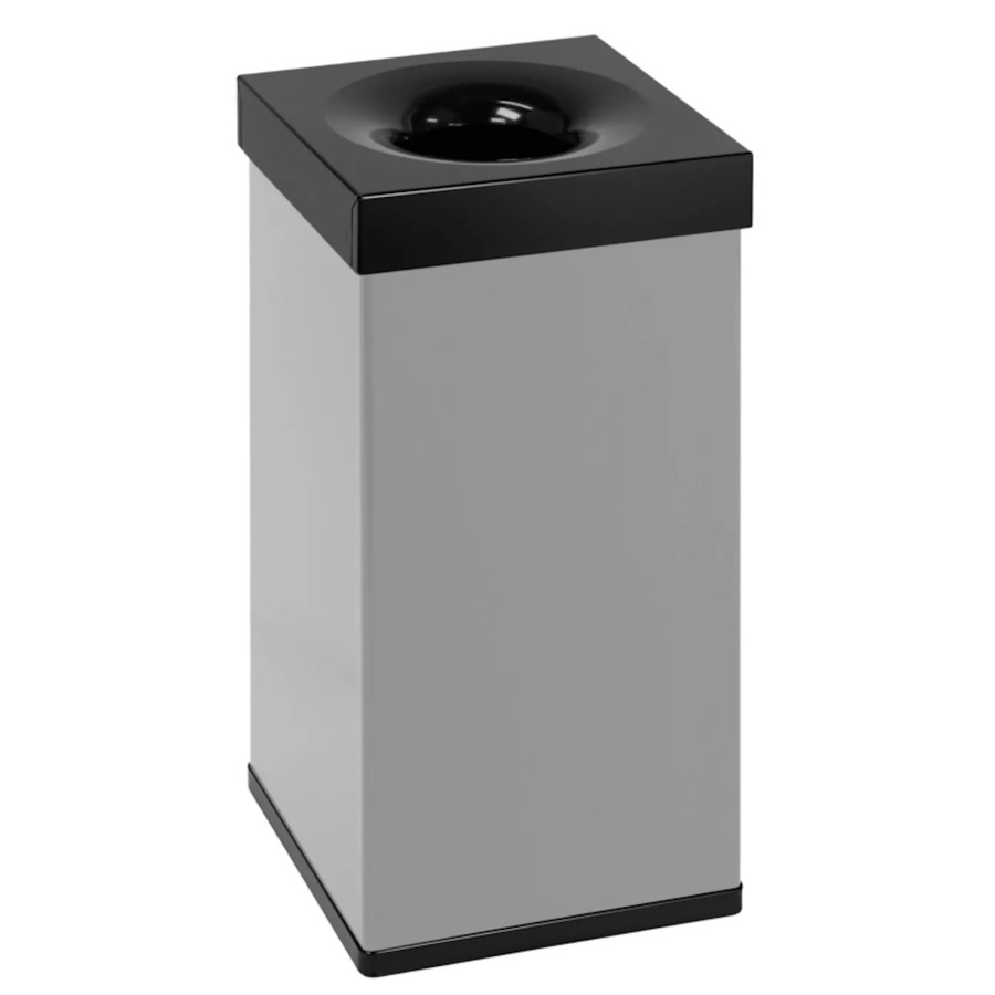 PROREGAL Selbstlöschender Eckiger Abfallsammler aus Aluminium, 55 Liter, Farbe: Grau und Schwarz, H x B x T: 60 x 30 x 30 cm - Bild 2