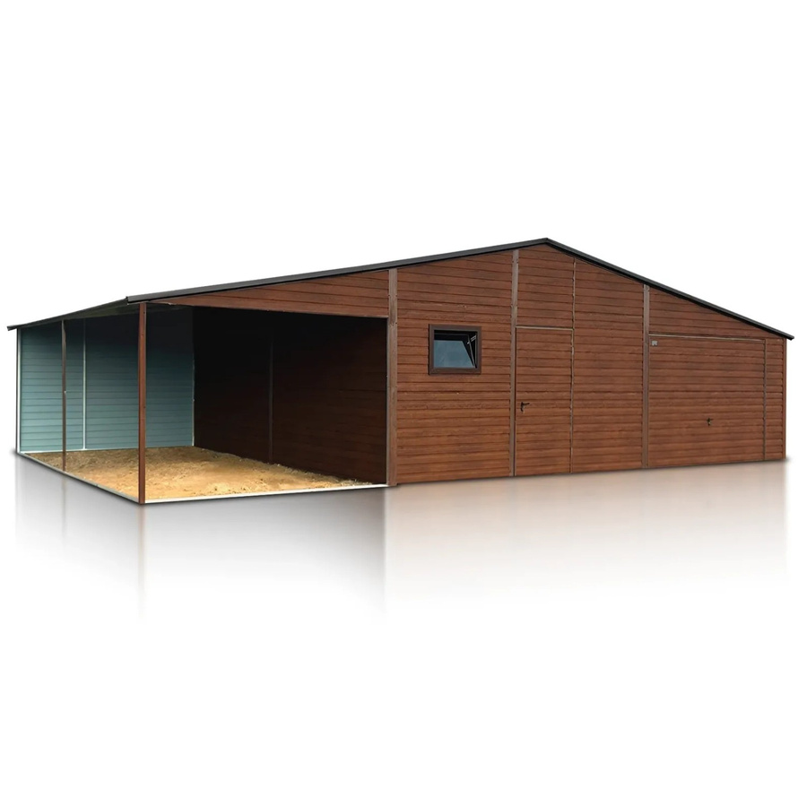 Liderstal Doppelgarage Basic aus Trapezprofilblech mit Carport in Anthrazit und Braun, B/T: 800 x 700 cm - Bild 2
