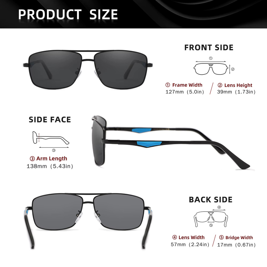 KINGSEVEN Sonnenbrille Rechteck, Aluminium, Vollrand, Schwarz, Unisex - Bild 1