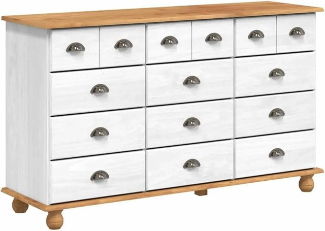 vidaXL ASKIM Schubladenkommode aus Kiefernholz in Weiß, B/T/H: 79 x 40 x 133,5 cm - Bild 1