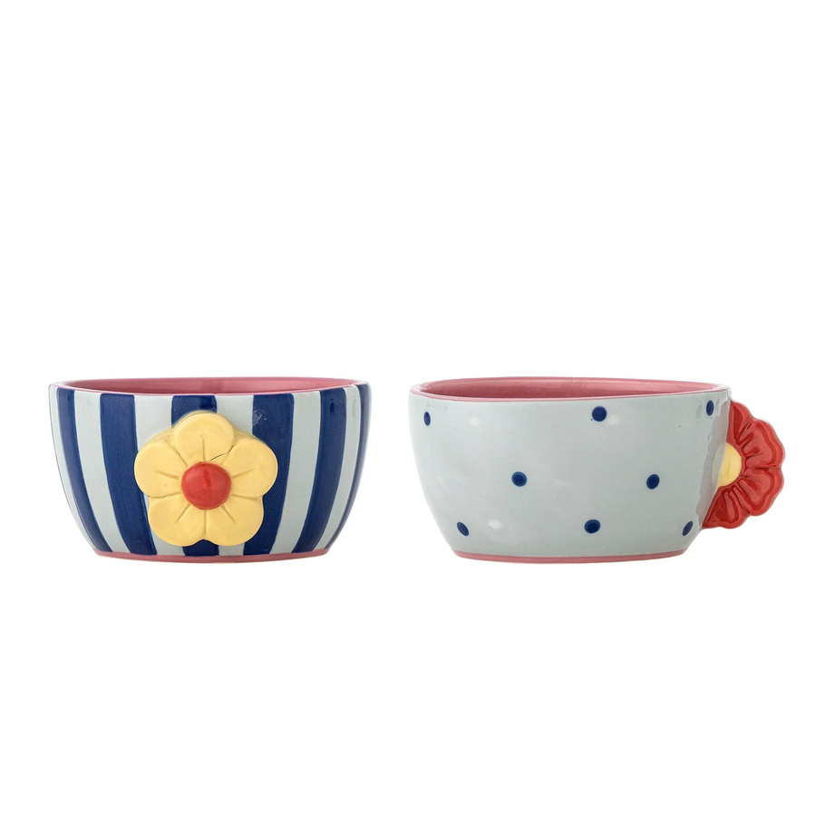 Bloomingville Schalenset Haisy aus Steingut, blau/mehrfarbig, 2er-Set - Bild 1
