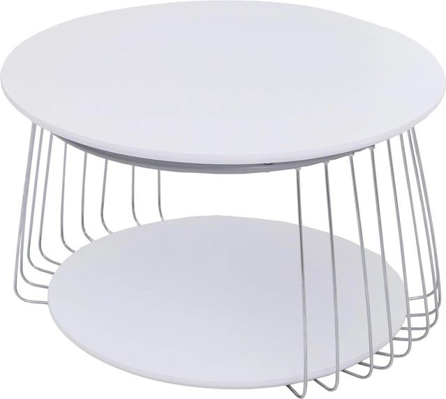 MCA Couchtisch MCW-P60 rund aus Metall und MDF in Weiß, Durchmesser: 70 cm - Bild 2
