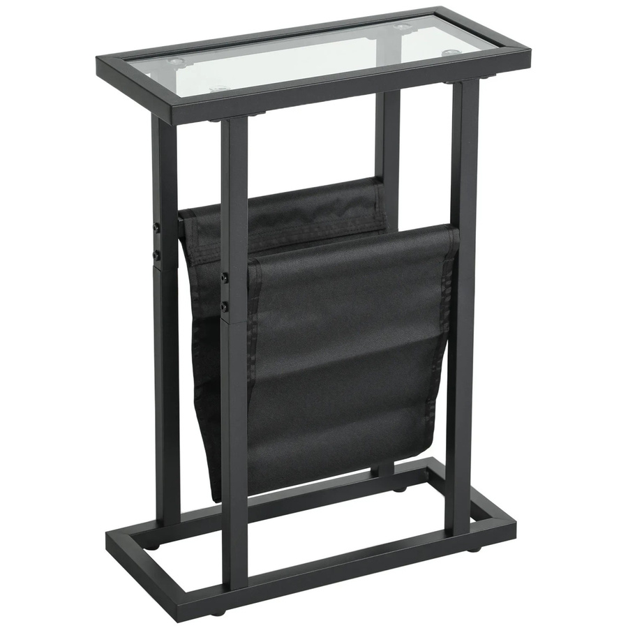 HOMCOM Couchtisch aus Metall und gehärtetem Glas in Schwarz, modern minimalistisch, B/T/H: 40 x 18 x 55,5 cm - Bild 2