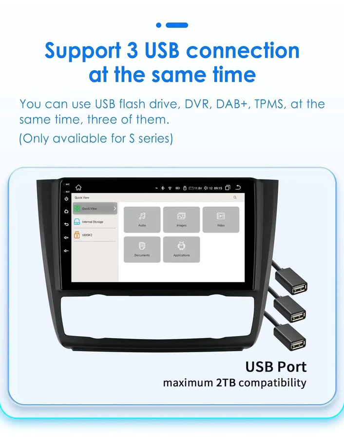 Hizpo Android 14 Autoradio für BMW 1er Serie E81 E82 E87 E88 (2004 - 2011) mit GPS, DSP, Carplay, 4G und Wifi in Schwarz - Bild 3