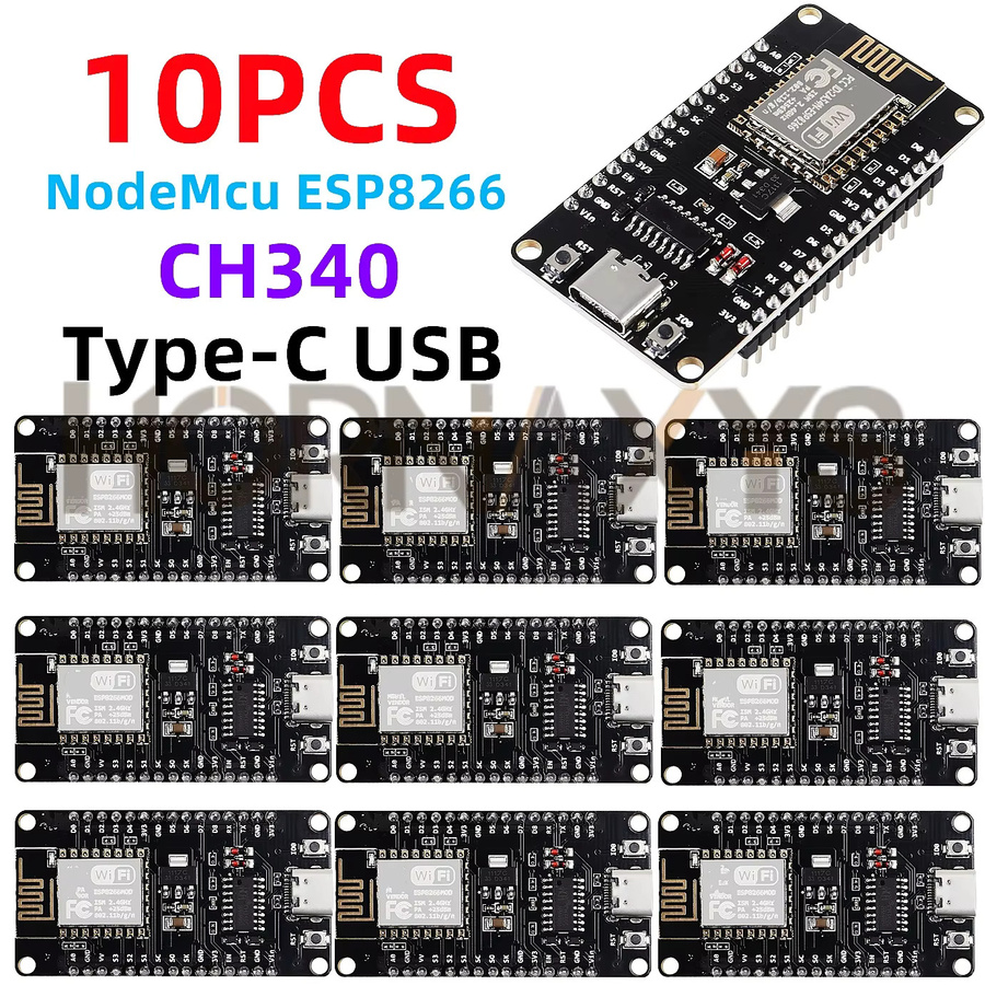 HORNAXYS ESP8266 NodeMCU LUA CH340 ESP-12E WiFi Internet Development Board mit 4M Flash und Typ-C USB, Schwarz - Bild 4
