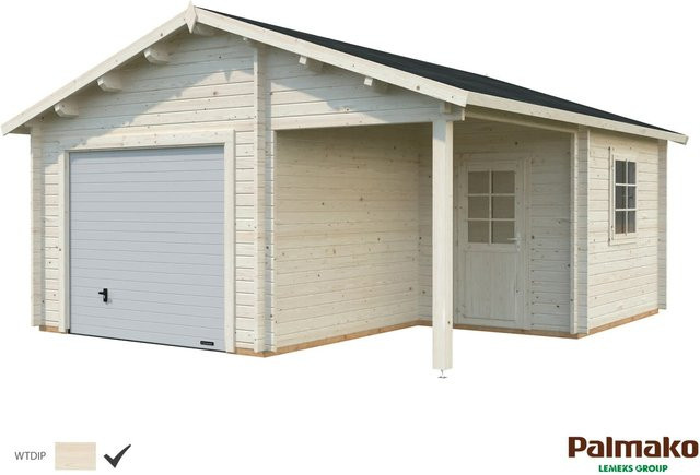 Palmako Holzgarage Roger mit Sektionaltor, transparent, B/T: 510 x 550 cm - Bild 1