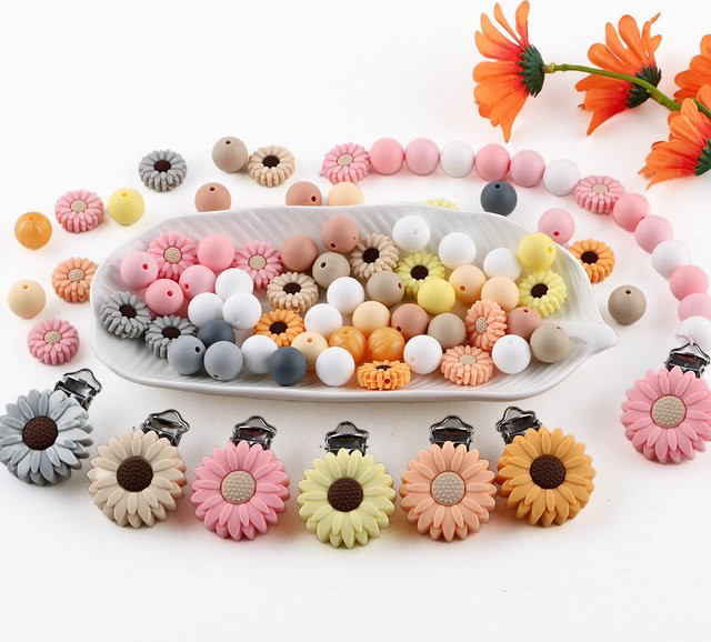 Silikon-Gänseblümchen-Perlen-Set, Unisex - Bild 1