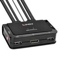 Lindy KVM-Switch 2 Port mit DisplayPort 1.2, USB 2.0 und Audio, 4K UHD, Schwarz (42344) - Bild 1