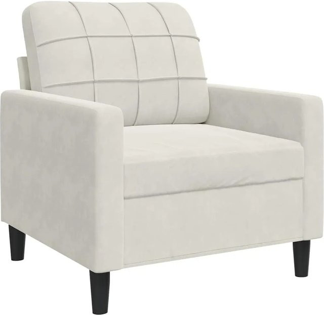 vidaXL Sessel in Creme mit Samtbezug und Metallgestell, modern mit Armlehnen, B/T/H: 77 x 77 x 80 cm - Bild 1