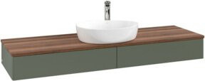 V&B Waschtischunterschrank Antao ohne Frontstruktur, Wandhängend, Farbe: Grau-Grün lackiert, B: 160 cm, T: 50 cm - Bild 1