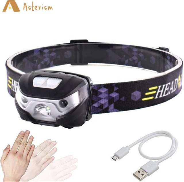 Wiederaufladbare USB Mini LED Taschenlampe mit Bewegungssensor und Wasserdichtigkeit in Schwarz - Bild 1