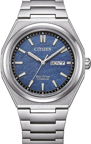 Citizen Armbanduhr Titan, Quarz, Blau, 39,5 mm, Herren - Bild 1