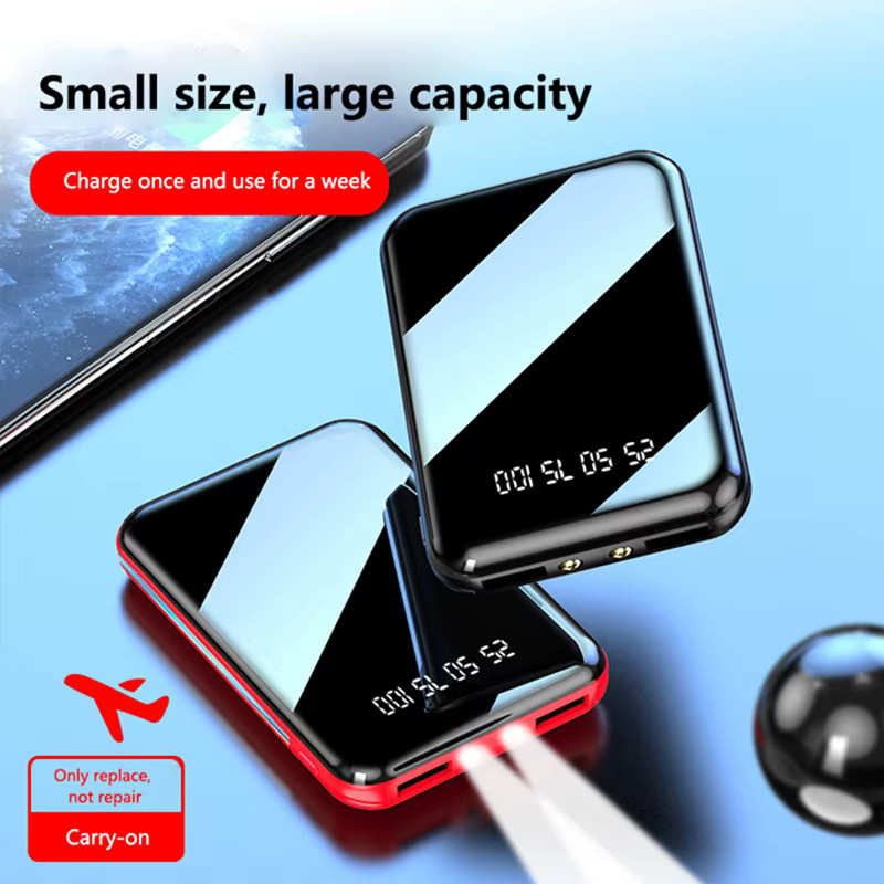 VIVO Mini-Powerbank 50000mAh Tragbares Ladegerät in Schwarz mit Spiegelbildschirm und LED-Digital-Anzeige für iPhone Xiaomi Samsung - Bild 4