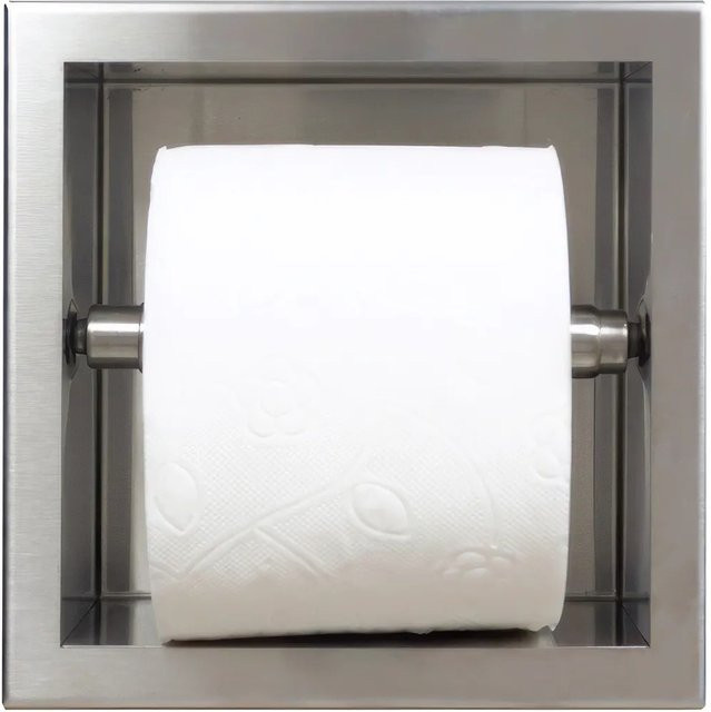 KOLMAN WC-Rollenhalter Unterputz aus Edelstahl in Silber, B/T/H: 17,3 x 17,3 x 8,7 cm - Bild 1