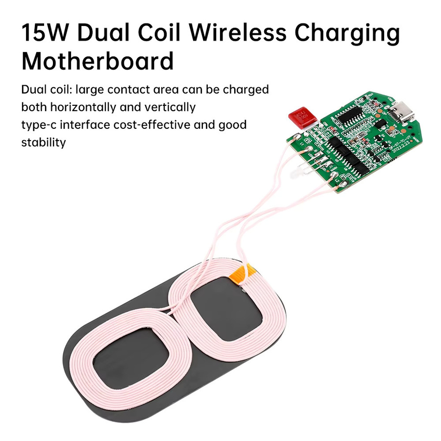 Diymore 15 W Dual-Coil Funklademodul mit Typ-C-Schnittstelle als kabelloses Ladegerät PCBA - Bild 4