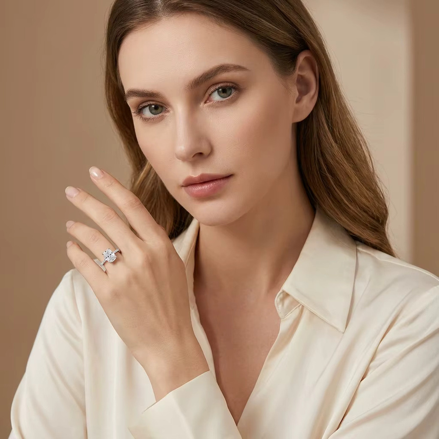 ATTAGEMS Moissanit-Ring, 925 Silber, Zirkonia, Damen - Bild 1