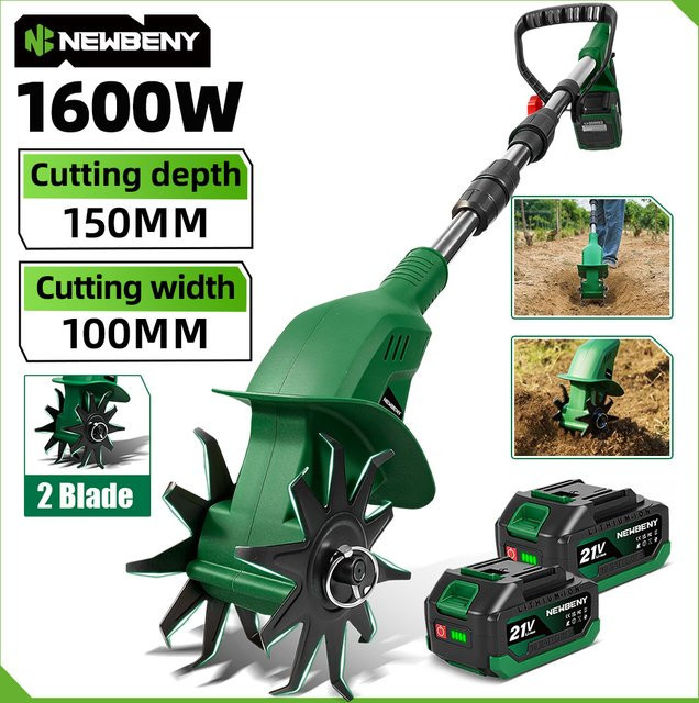 NewBeny Elektrischer Vertikutierer und Gartenkultivator 1600W in Grün für Makita LXT Akkus - Bild 1
