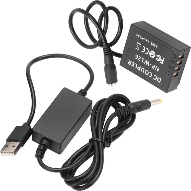 Fujifilm Dummy-Akku DC-Koppler-Netzteil NP-W126 mit USB-C-Laufwerkkabel in Schwarz für XT2 XT3 XT20 XH1 - Bild 1